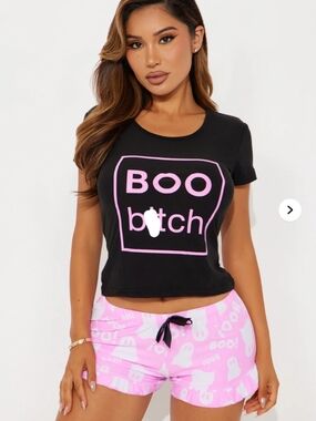 Fashion Nova "Boo" PJ Short Set - Pink - Size 1X (EUC)